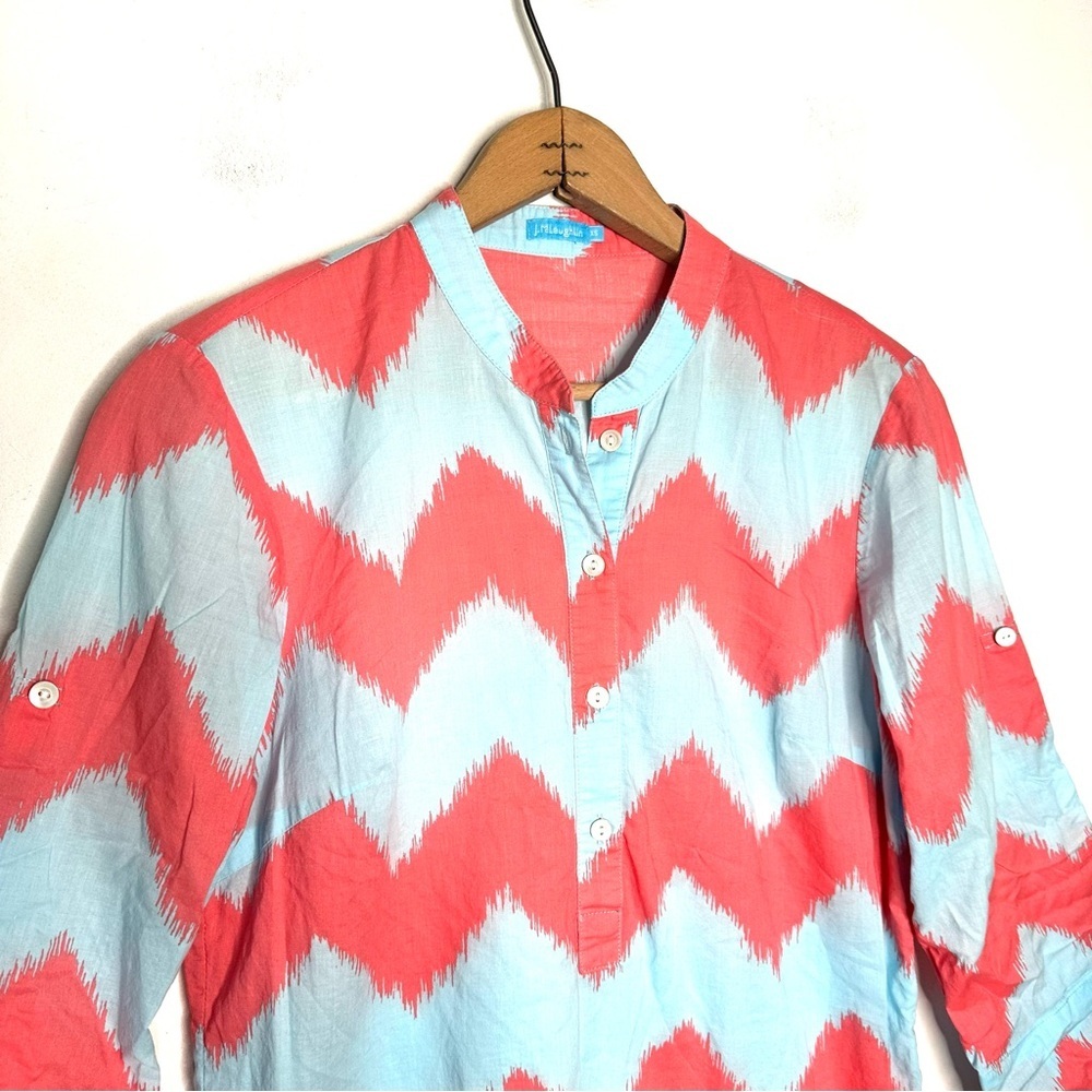 J. Mclaughlin | Chevron Print Roll Tab Sleeves To… - image 4